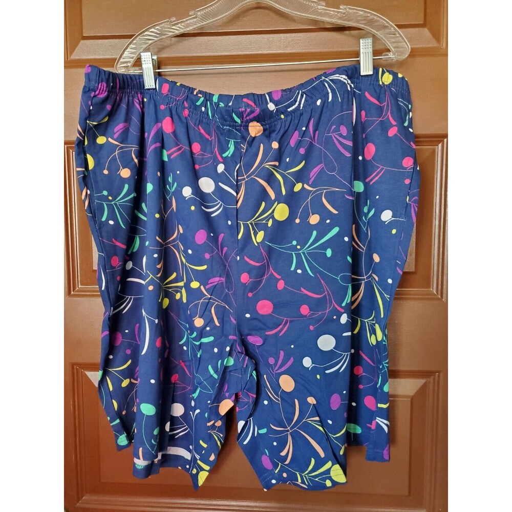 Easy Essentials Blue And Multi-Color Cotton Shorts With Pockets Size 3X